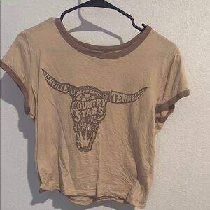 Hollister Tan Graphic Crop T-Shirt
